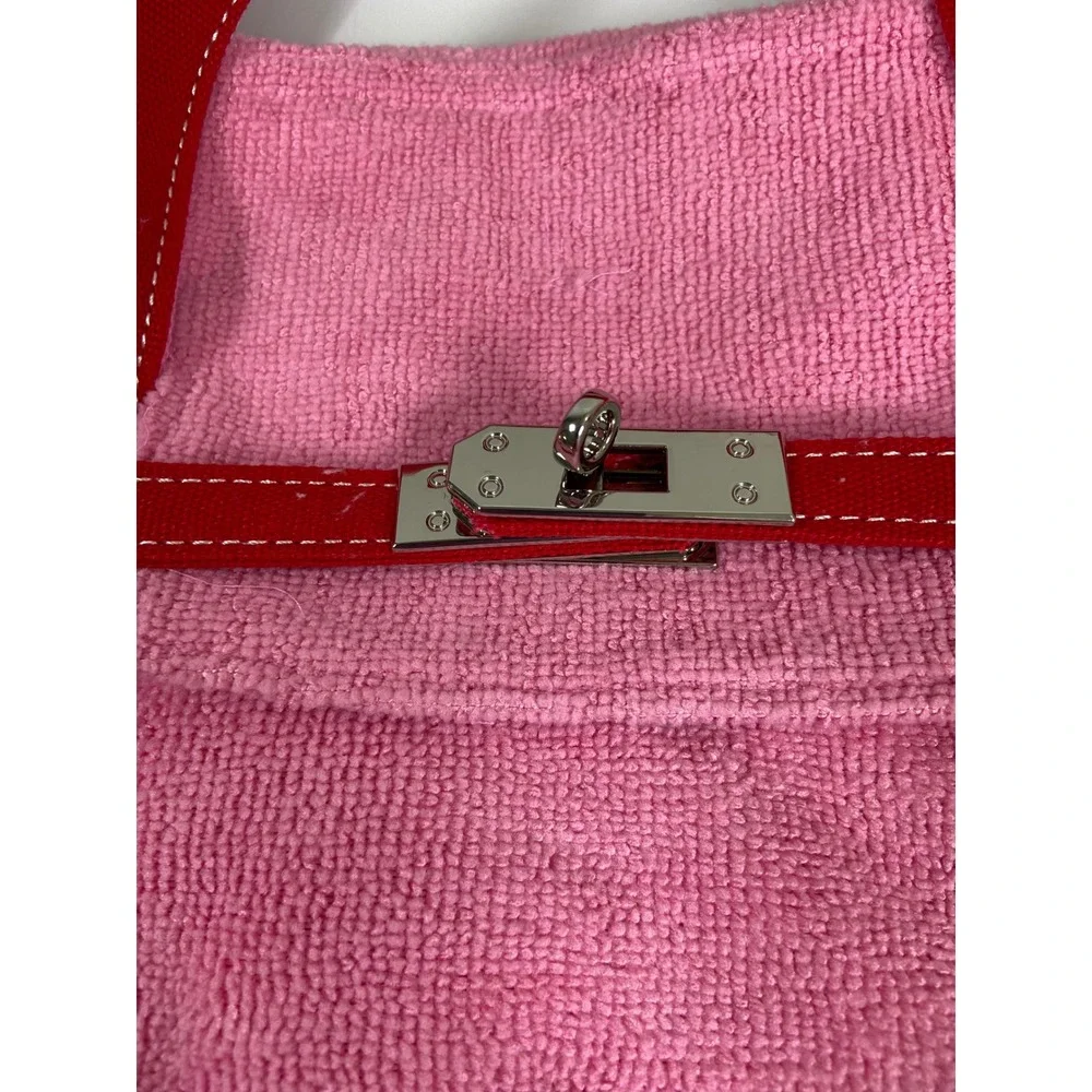Sunwin Boatkin Style Women Large Pink Red Terry Cloth/Canvas Tote Bag NWOT Beach